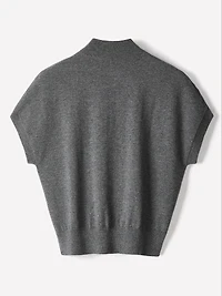 Short-Sleeve Mock-Neck Merino-Wool Sweater
