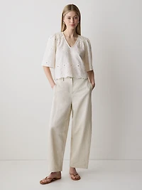 Twill High-Rise Barrel Pant