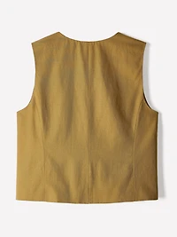 Linen-Blend Sleeveless Vest