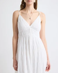 Sleeveless V-Neck Maxi Dress Textured Jacquard