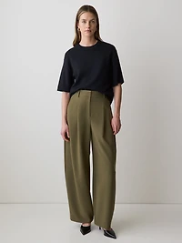 Wool-Blend Short-Sleeve Crew-Neck Sweater