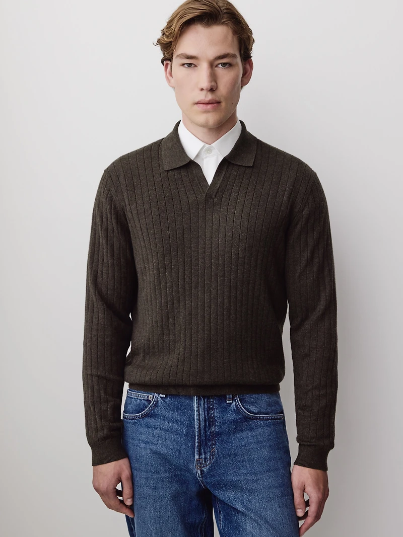 Long-Sleeve Sweater with Johnny Collar