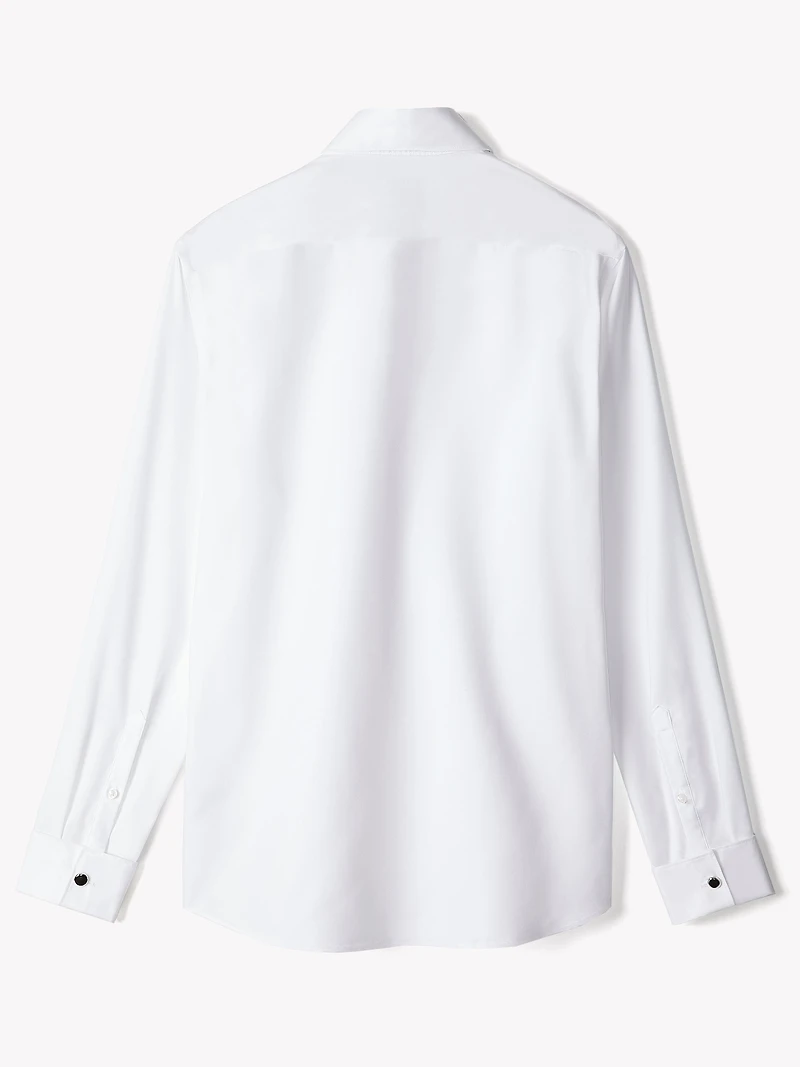 White Tailored Fit Tuxedo Shirt with French Cuffs