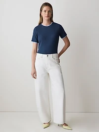 Short-Sleeve Crew-Neck Ribbed Basic Tee