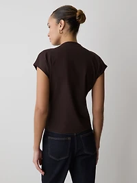 Extended-Sleeve Crew-Neck Draped Top