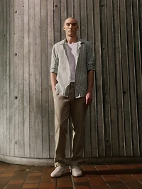 Chemise à Manches Longues en Lin Rayé