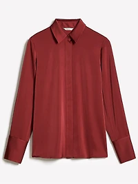 Satin Long-Sleeve Buttoned-Down Blouse