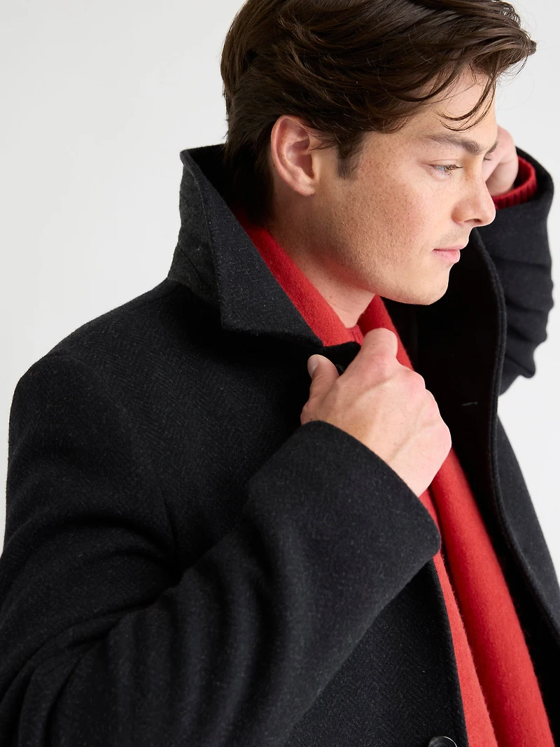 Manteau Mackintosh Classique à Chevrons Col Chemisier