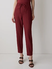 Linen Mid-Rise Tapered-Leg Jogger Pant