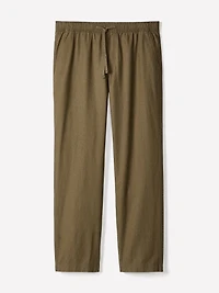 Pantalon en Mélange de Lin à Taille Élastique avec Cordon Serrage