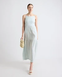 Sleeveless Square-Neck Linen-Blend Straight Maxi Dress