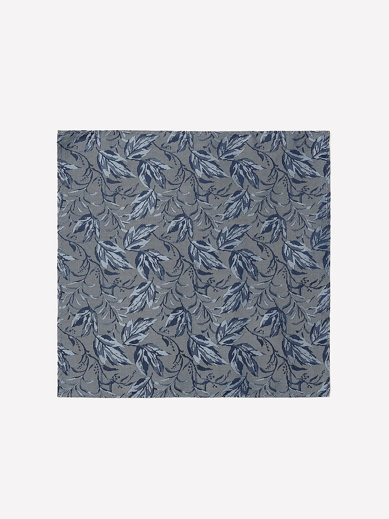 Silk-Blend Handkerchief with Foliage Pattern