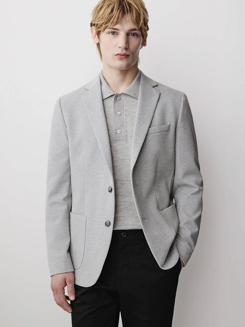 Slim Fit Knit Blazer