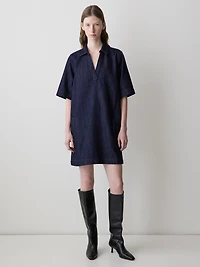 Short-Sleeve Mini Denim Dress