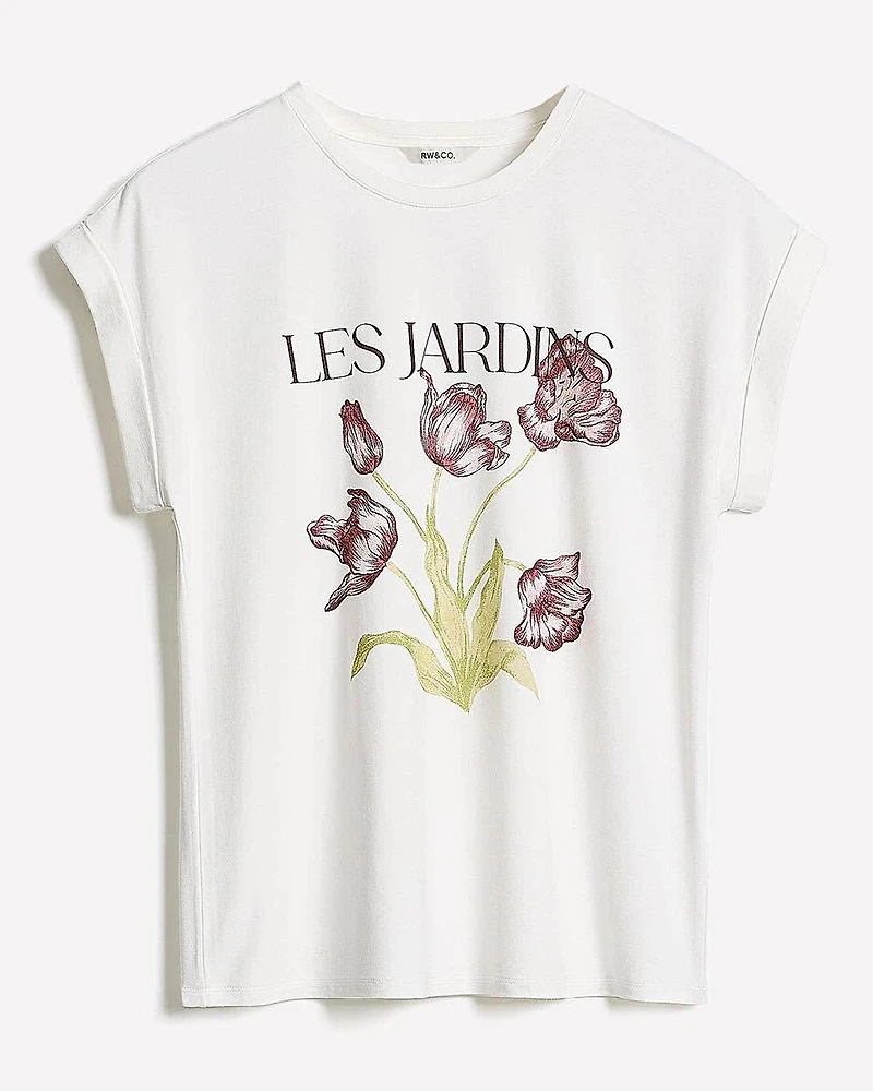 T-Shirt à Col Rond et Manches Très Courtes