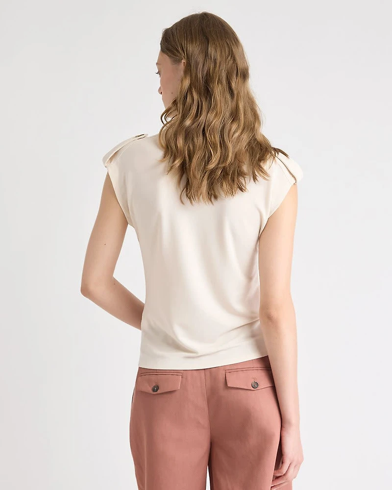 Utility-Extended-Sleeve Crew-Neck Top