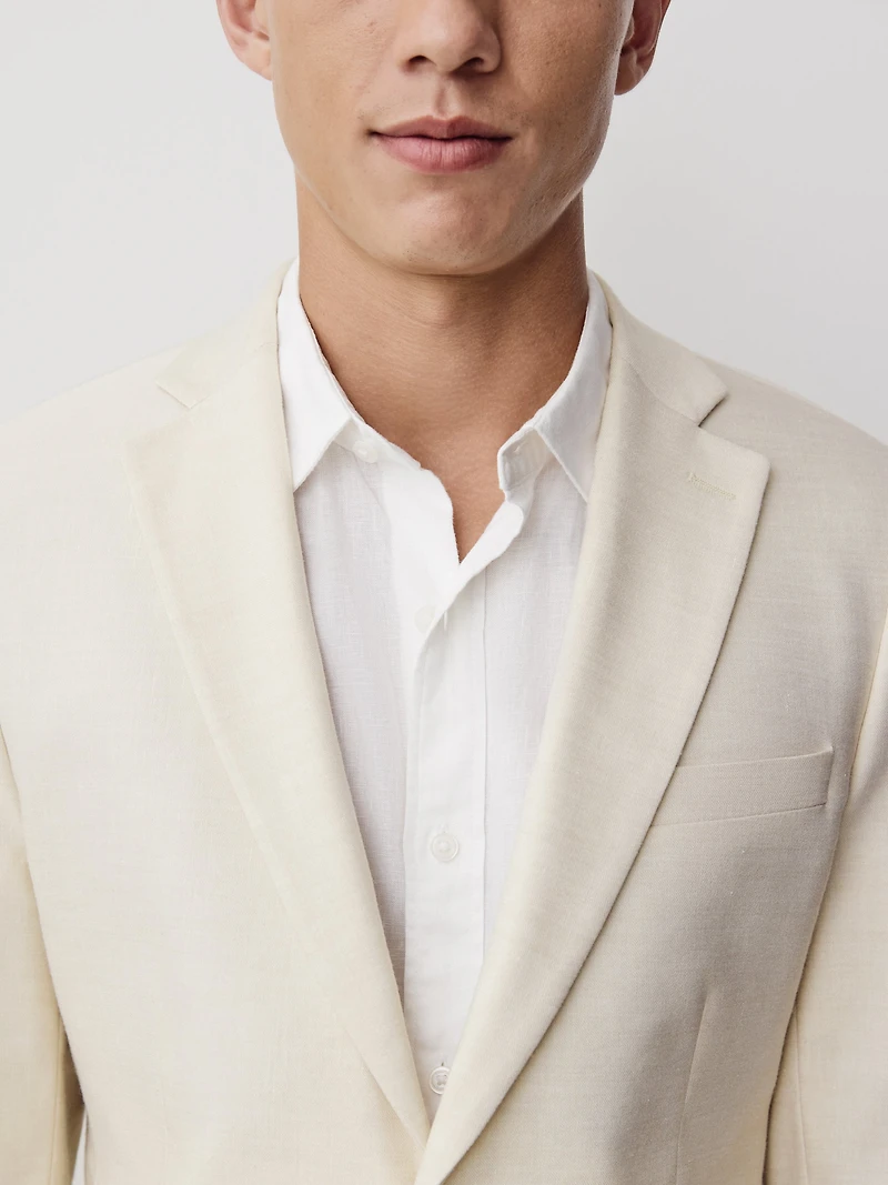 Slim Fit Stretch Linen Suit Blazer