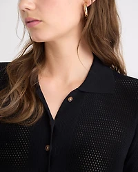 Cardigan à Col Polo et Ourlet Volants