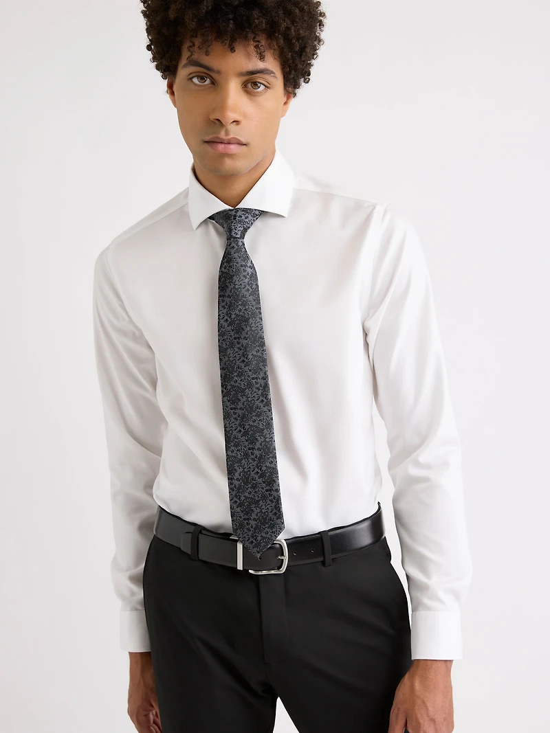 Cravate Régulière à Motif Floral Ton sur Ton