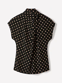 Extended-Sleeve Top with Crossover Draped Mock Neckline