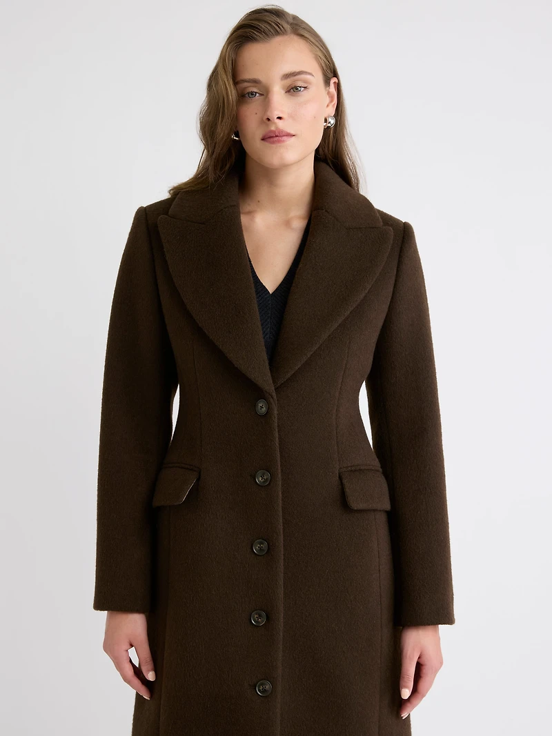 Wool-Cashmere Blend Long Hourglass Coat