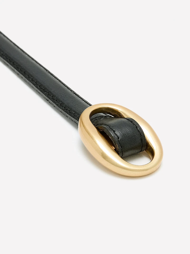 Ceinture Étroite en Cuir avec Boucle Coulissante