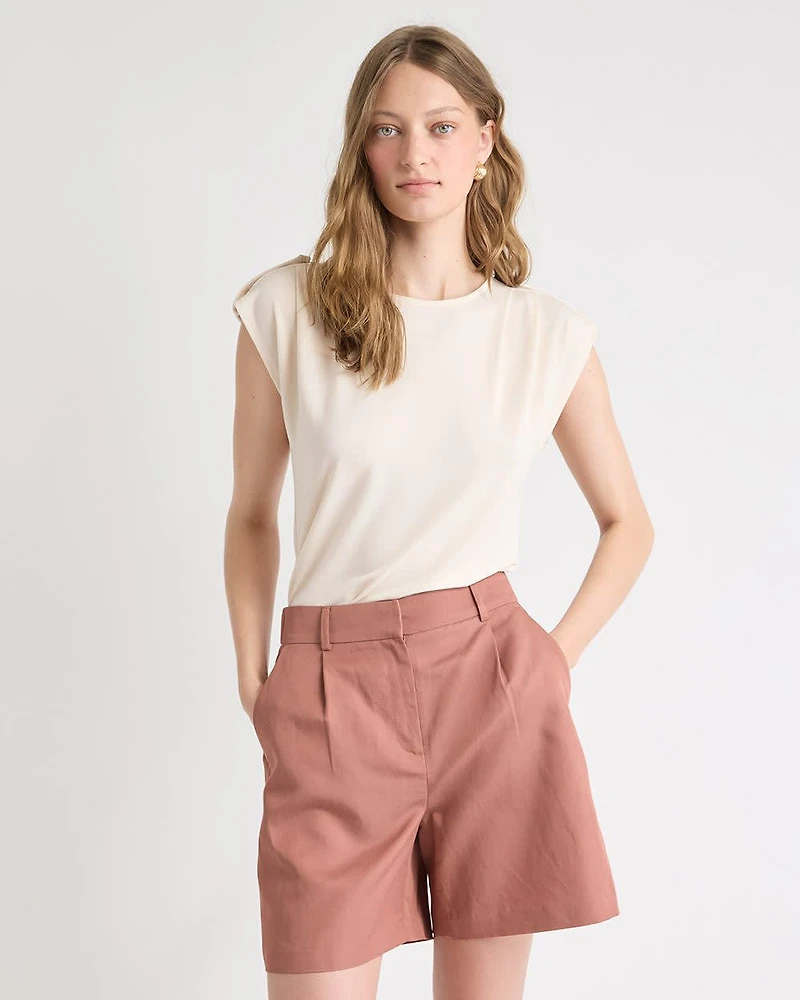 Utility-Extended-Sleeve Crew-Neck Top