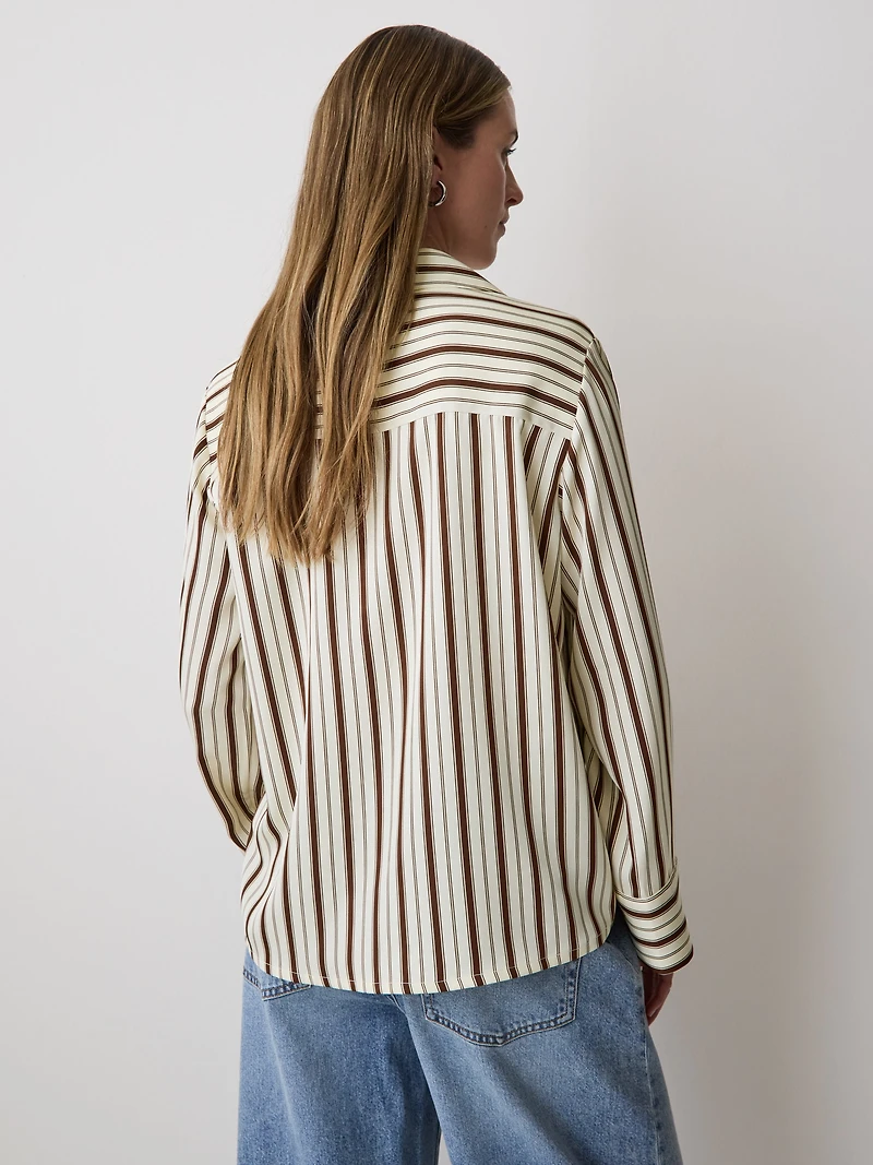 Blouse en Sergé à Manches Longues et Col Revers Cranté