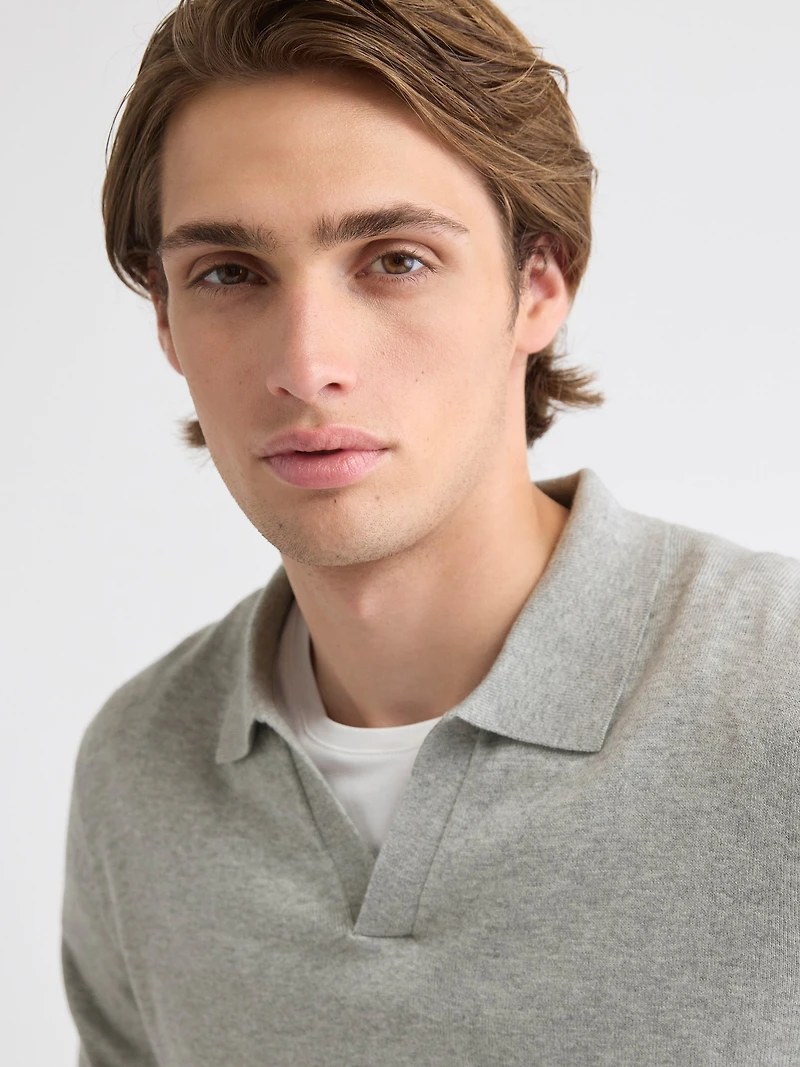 Long-Sleeve Sweater with Johnny Collar