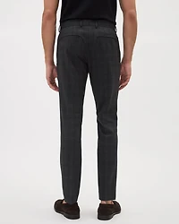 Pantalon de Complet Carreauté Gris Foncé à Coupe Étroite