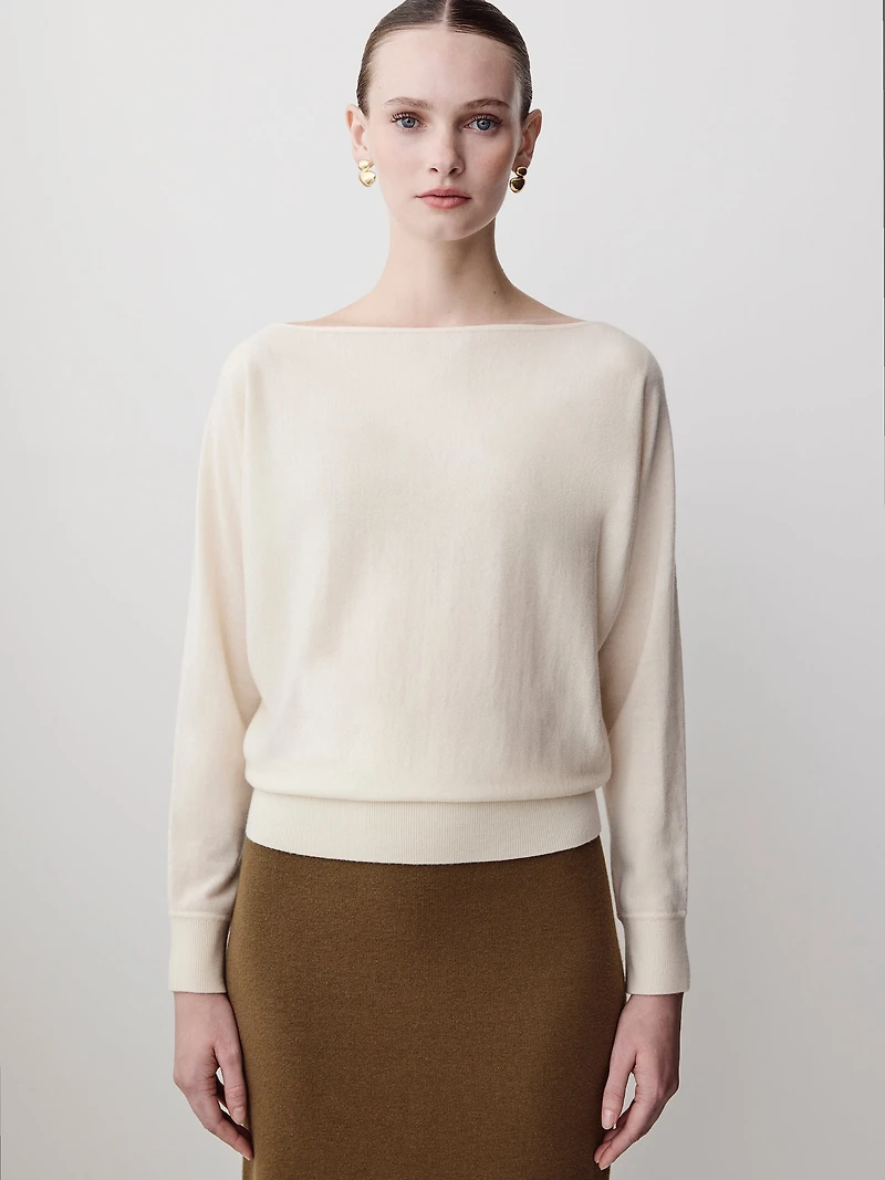 Long-Sleeve Off-the-Shoulder Merino-Wool Sweater