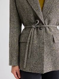 Veston Ample en Tweed à Un Bouton