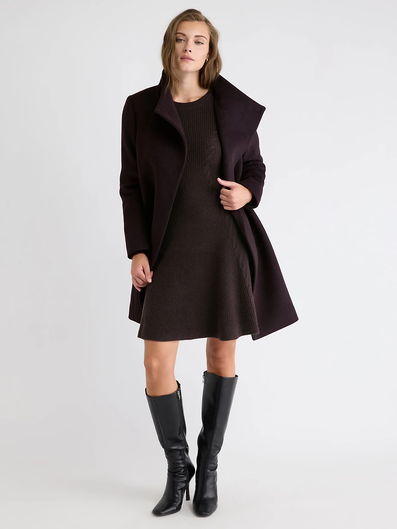 Long-Sleeve Crew-Neck Mini Sweater Dress