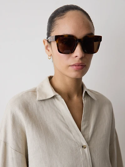 Lunettes de Soleil Mouchetées à Monture Carrée