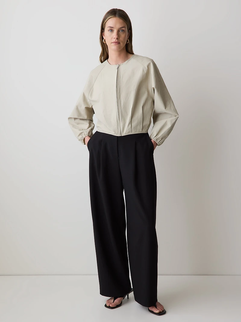 Twill High-Rise Barrel Pant