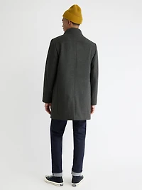 Classic Solid Mock-Neck Wool Coat with Dickey