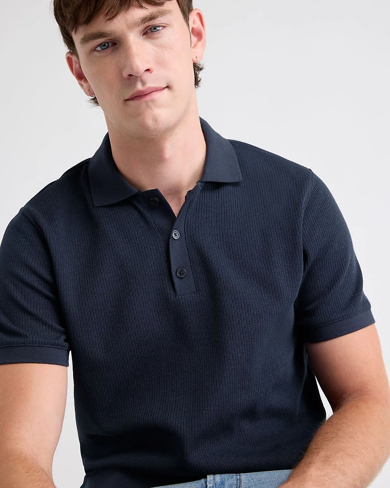 Short-Sleeve Ribbed Polo