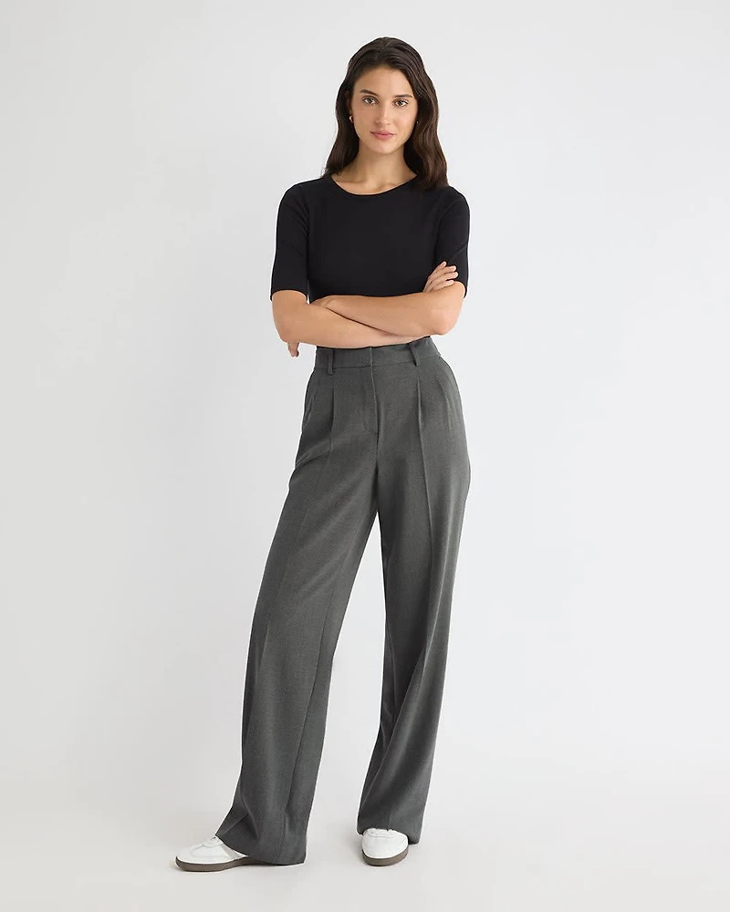 Pantalon à Taille Haute et Jambe Large