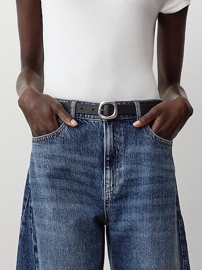 Ceinture en Cuir avec Boucle Sculpturale