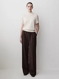 Short-Sleeve Mock-Neck Merino-Wool Sweater