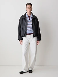 Faux Leather Bomber Jacket