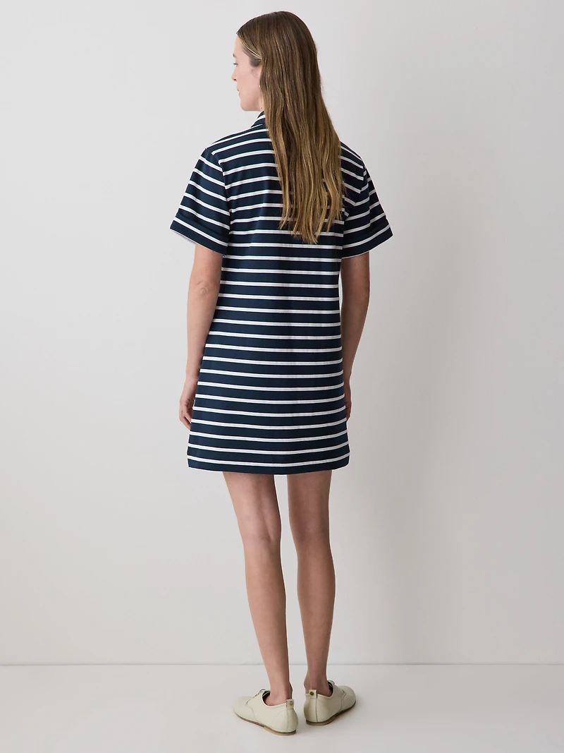 Robe Polo Rayée à Manches Courtes