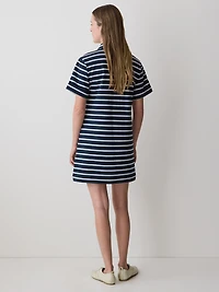 Robe Polo Rayée à Manches Courtes