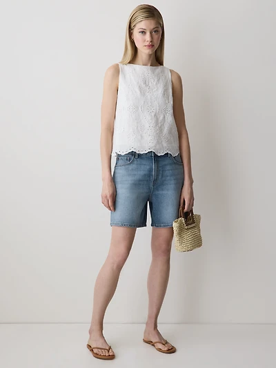 Short en Denim à Taille Haute