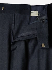 Pantalon de Complet Carreauté Marine à Coupe Étroite