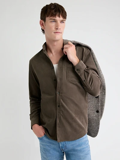 Chemise à Coupe Régulière en Velours Côtel