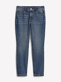Jeans Skinny Bleu à Taille Mi-Haute