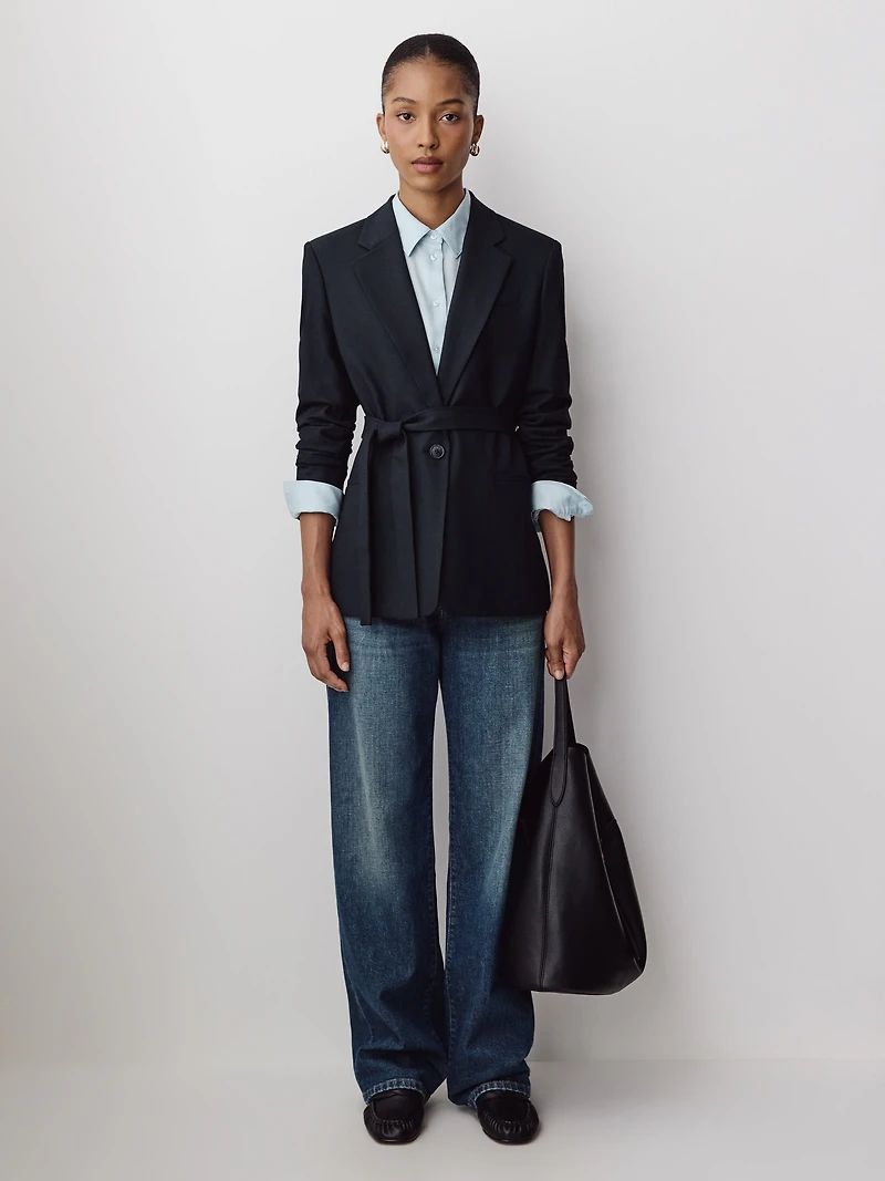 Relaxed-Fit One-Button Blazer with Removable Sash