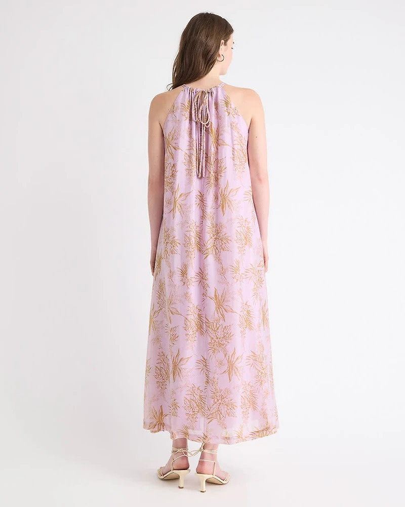 Sleeveless Halter-Neck Maxi Dress