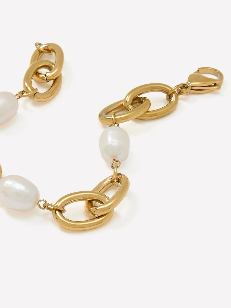 Stainless Steel Bracelet with Pearls